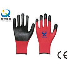 Красная полиэстер Shell Natrile покрытием безопасности работы перчатки (N7003)